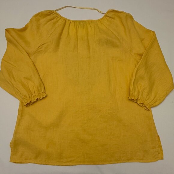 GUC Charter Club Women's Yellow Top Blouse w/ Front Keyhole Detail Size L - Picture 7 of 8